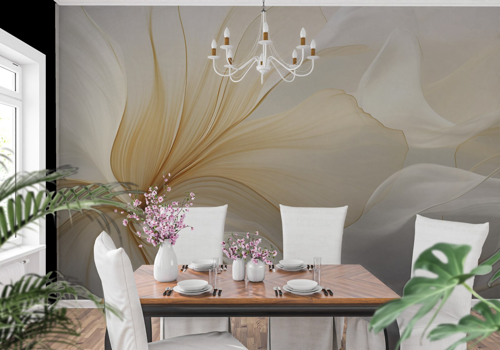 Fototapeta jasny marmur, ozdobiony eleganckimi wzorami