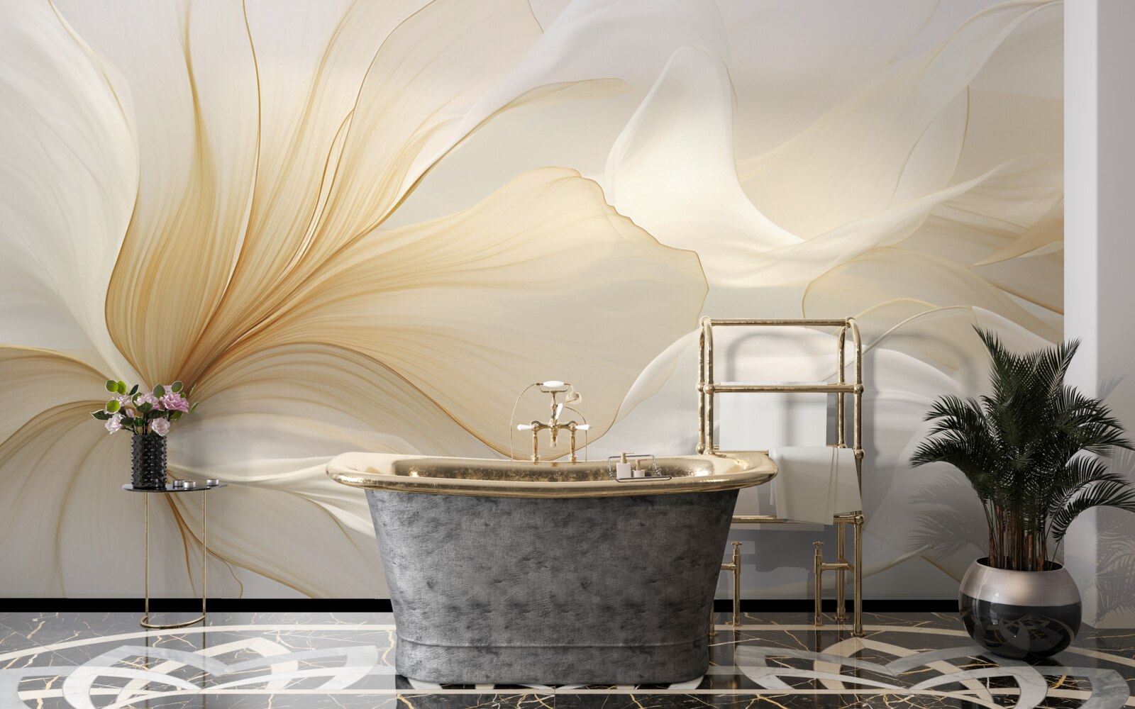 Fototapeta jasny marmur, ozdobiony eleganckimi wzorami