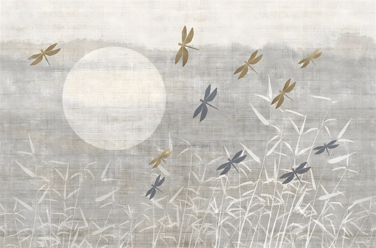 Fototapeta ważki latają nad polem