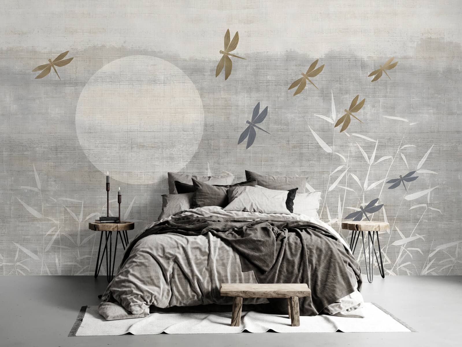 Fototapeta ważki latają nad polem