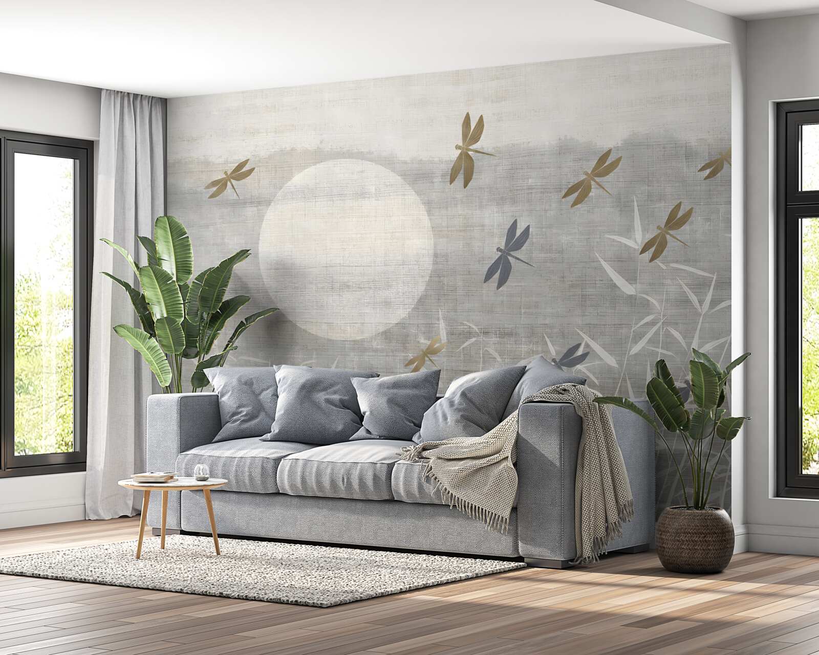 Fototapeta ważki latają nad polem