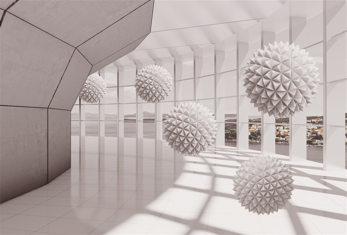 Fototapeta ostre kule z kolcami w tunelu