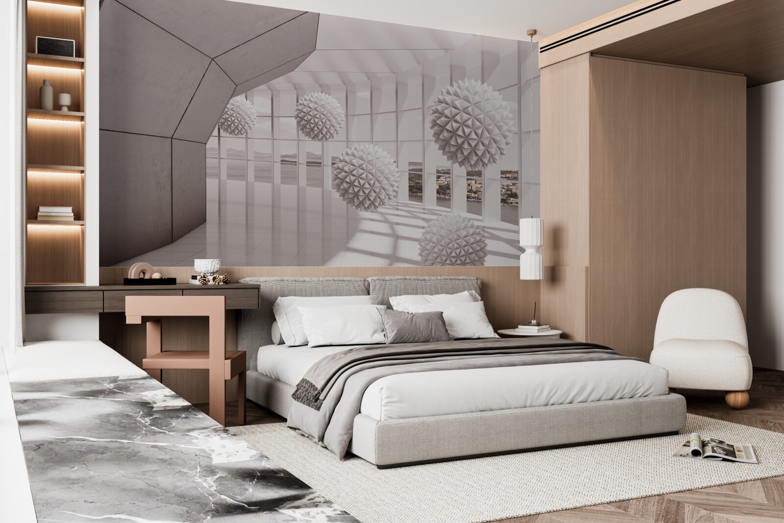 Fototapeta ostre kule z kolcami w tunelu