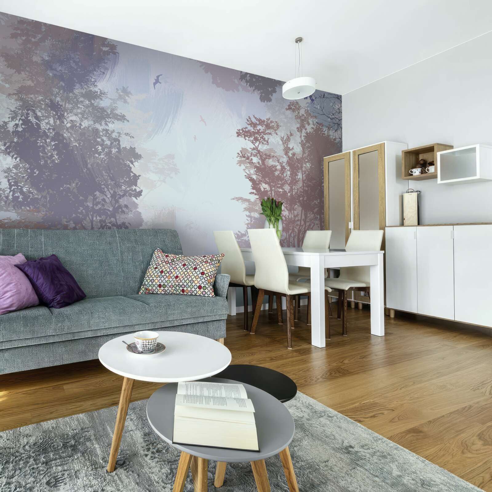 Fototapeta poranek w lesie jesienią