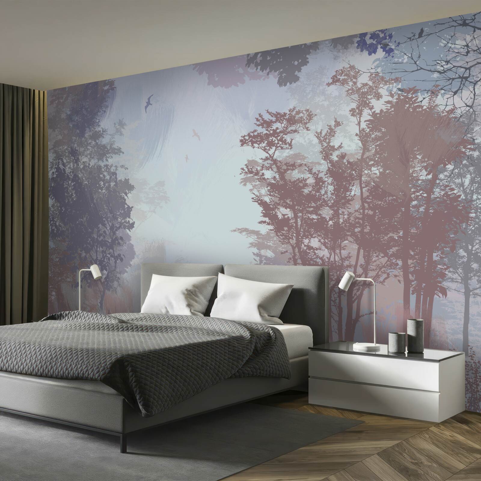 Fototapeta poranek w lesie jesienią