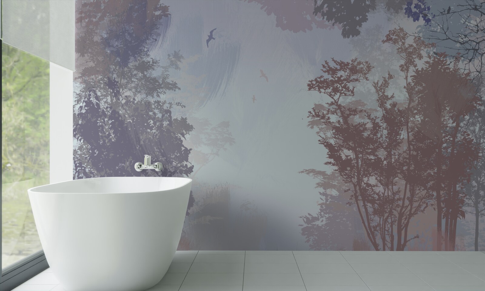 Fototapeta poranek w lesie jesienią