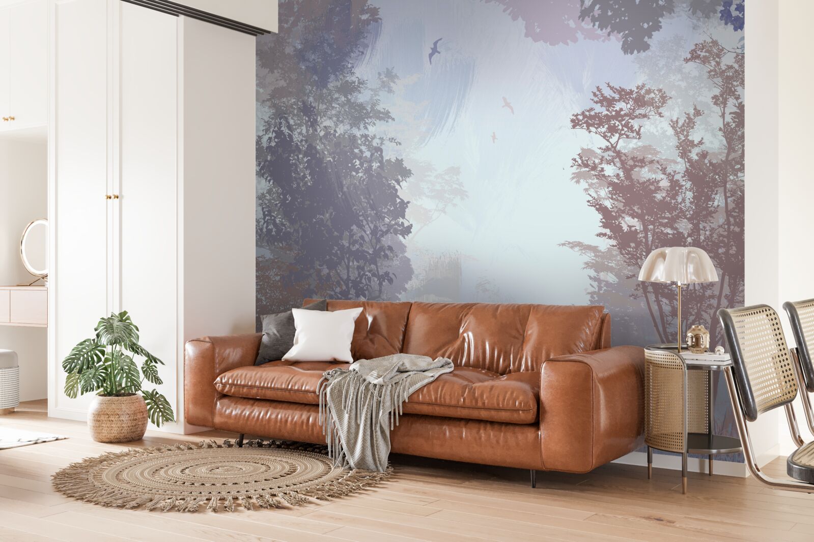 Fototapeta poranek w lesie jesienią