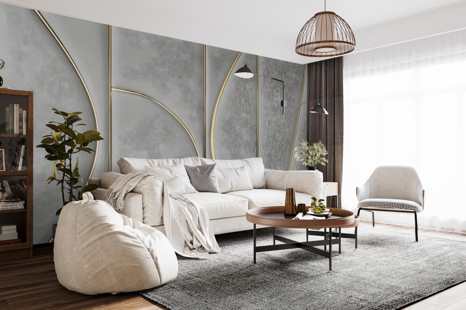 Fototapeta szara tekstura ze złotymi liniami