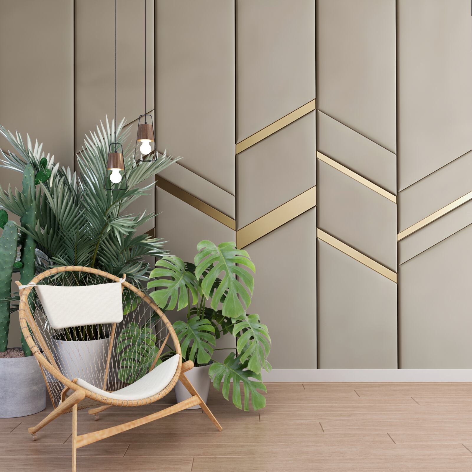 Fototapeta złoty podział na jasnym drewnie