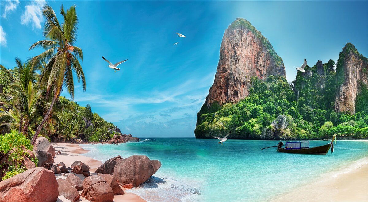 Fototapeta krajobraz z górami w tropikach