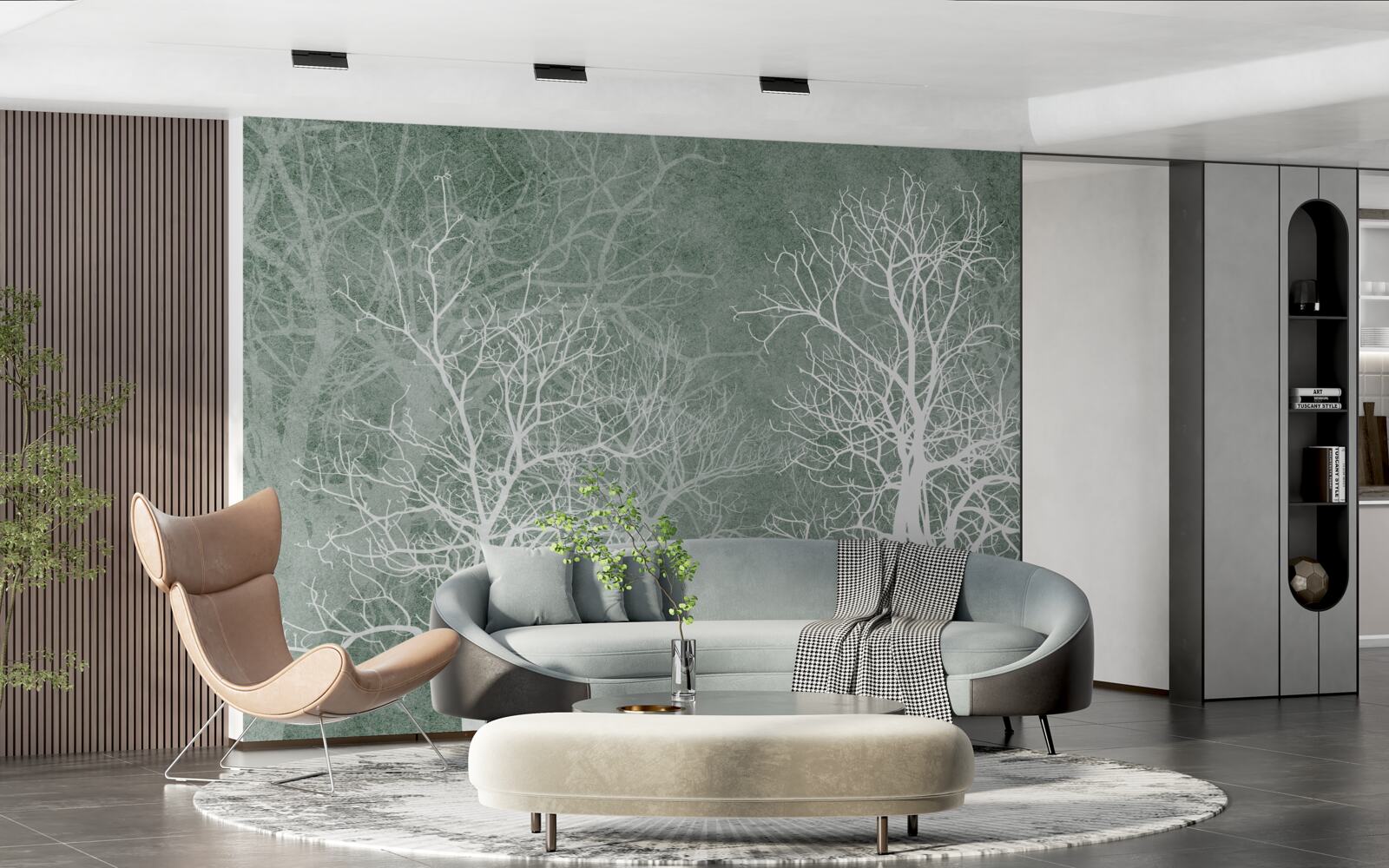 Fototapeta drzewa w śnieżnobiałej dekoracji na tle nocnego nieba