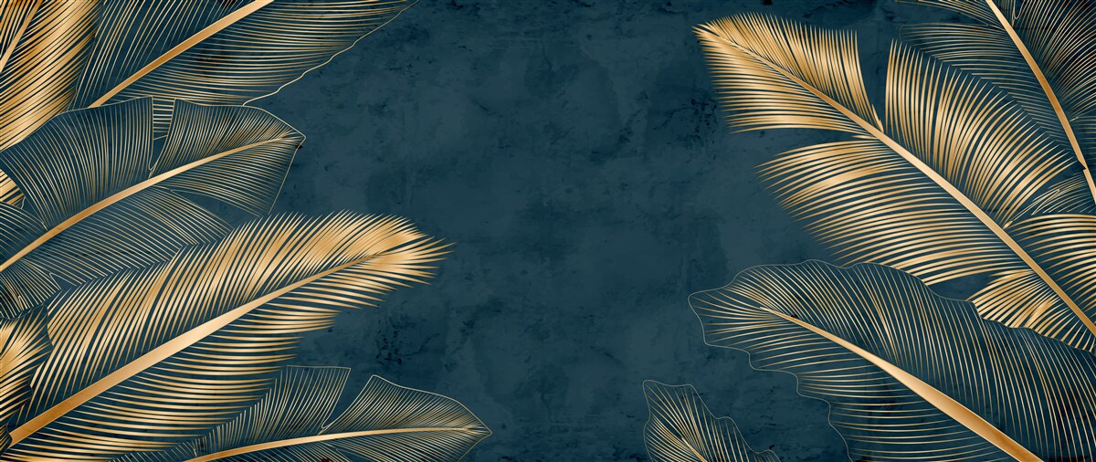 Fototapeta w nocy liście paproci mienią się złotem