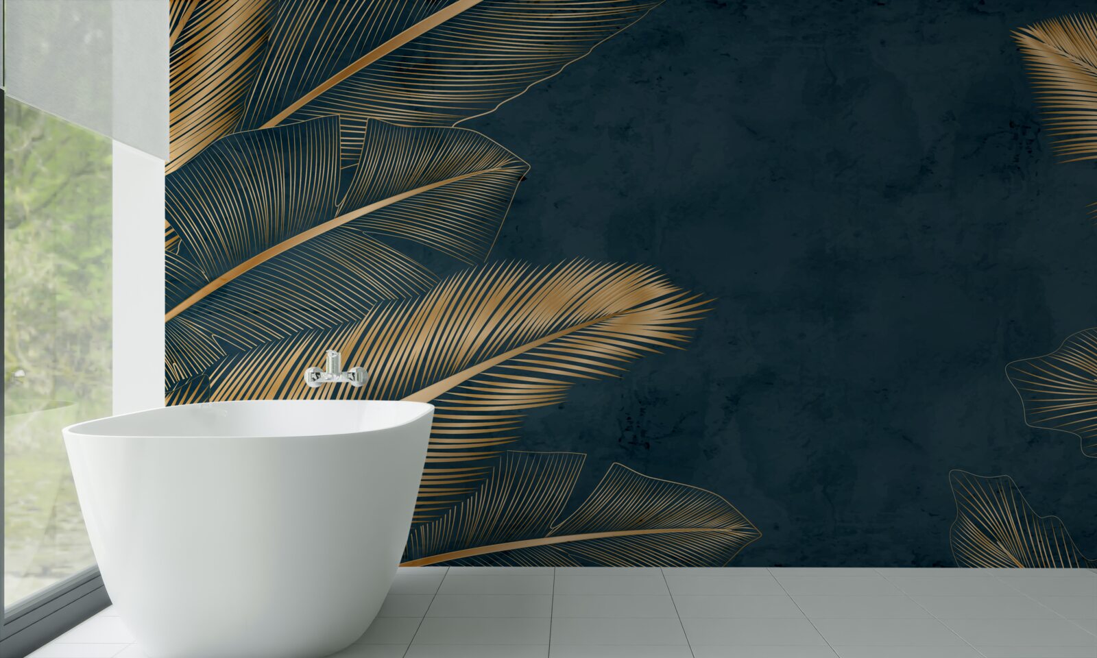 Fototapeta w nocy liście paproci mienią się złotem