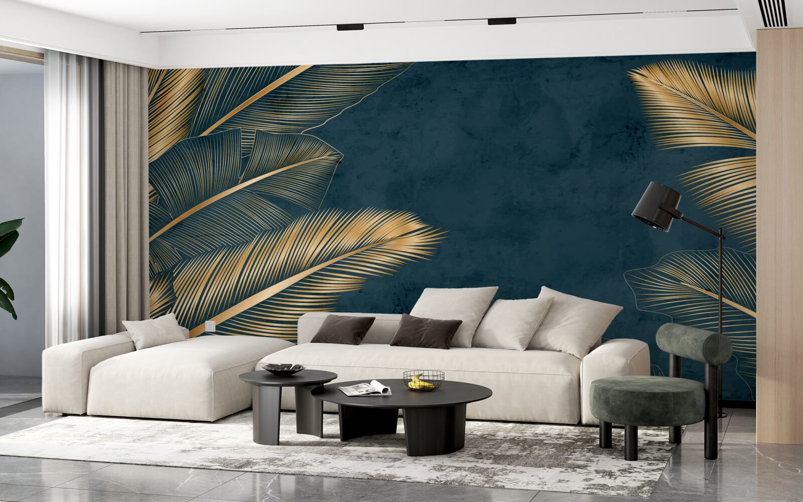 Fototapeta w nocy liście paproci mienią się złotem