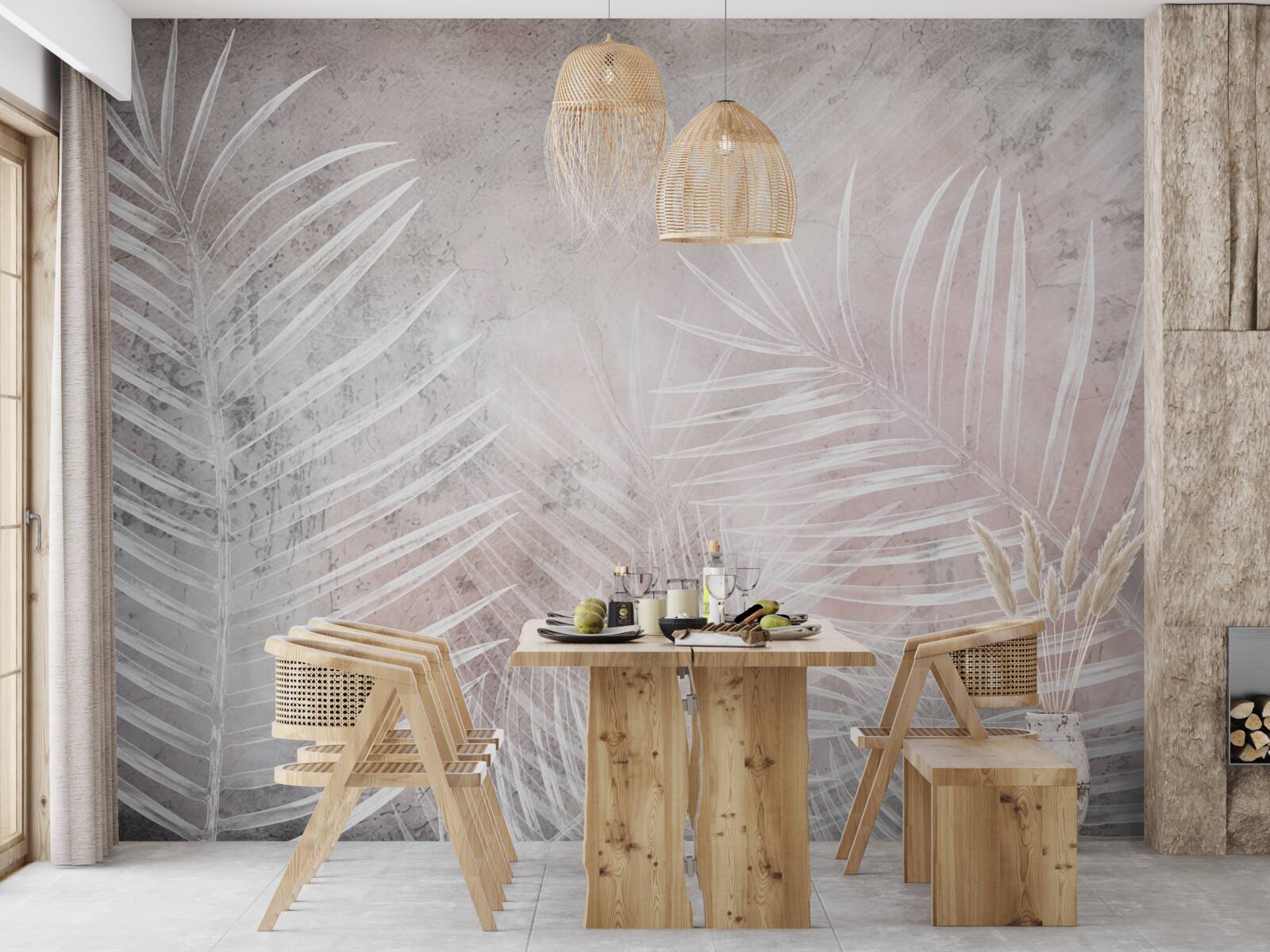 Fototapeta szerokie białe liście na miękkim tle