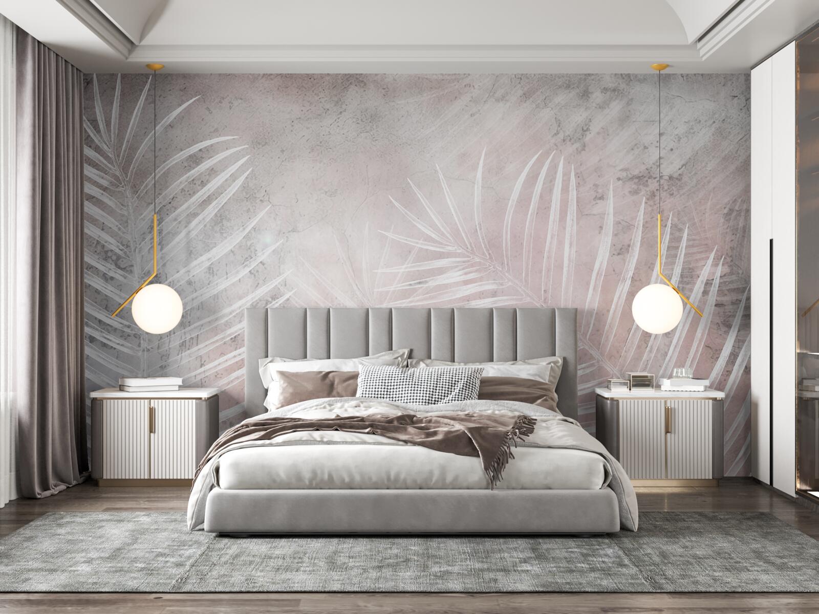 Fototapeta szerokie białe liście na miękkim tle