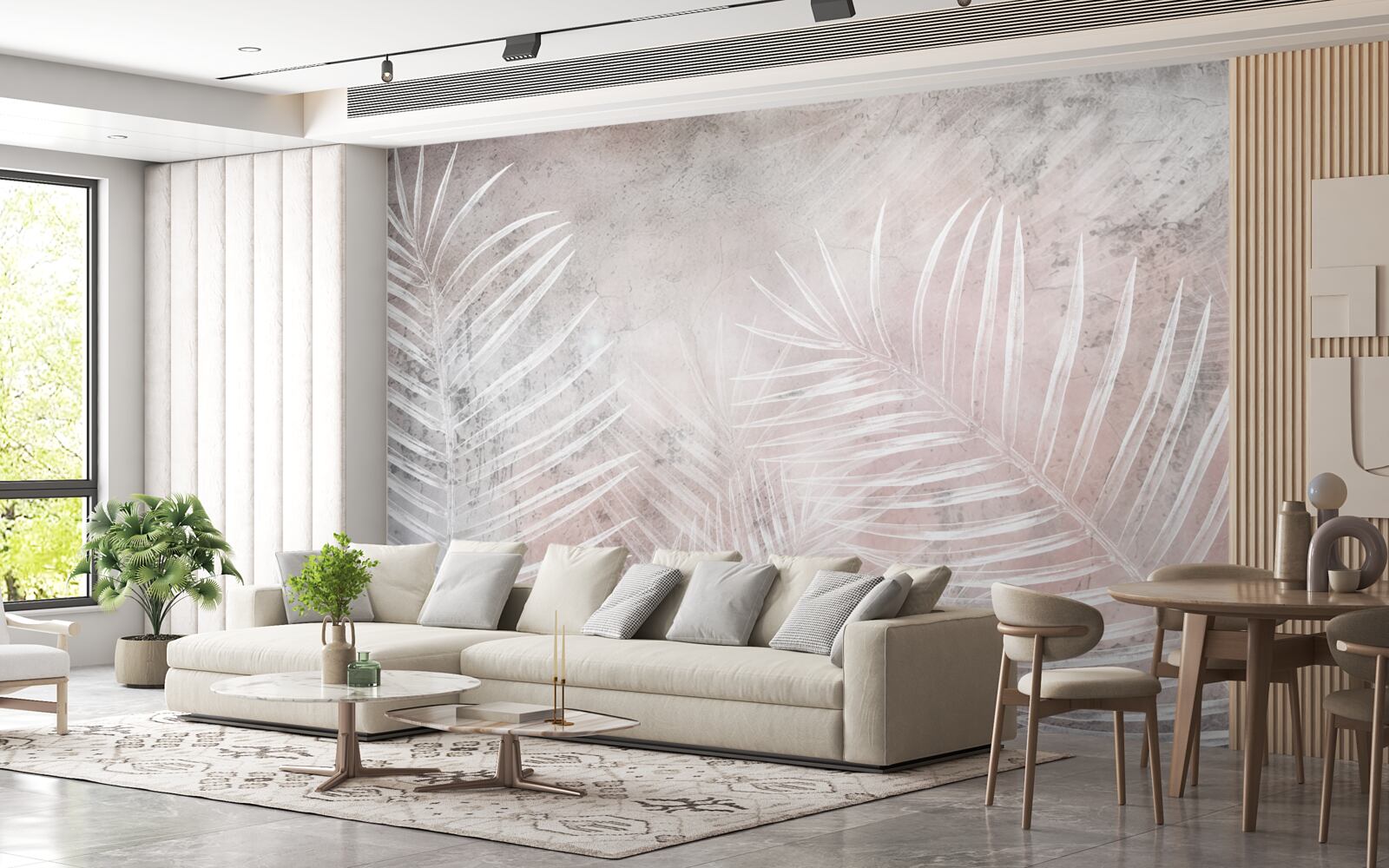 Fototapeta szerokie białe liście na miękkim tle