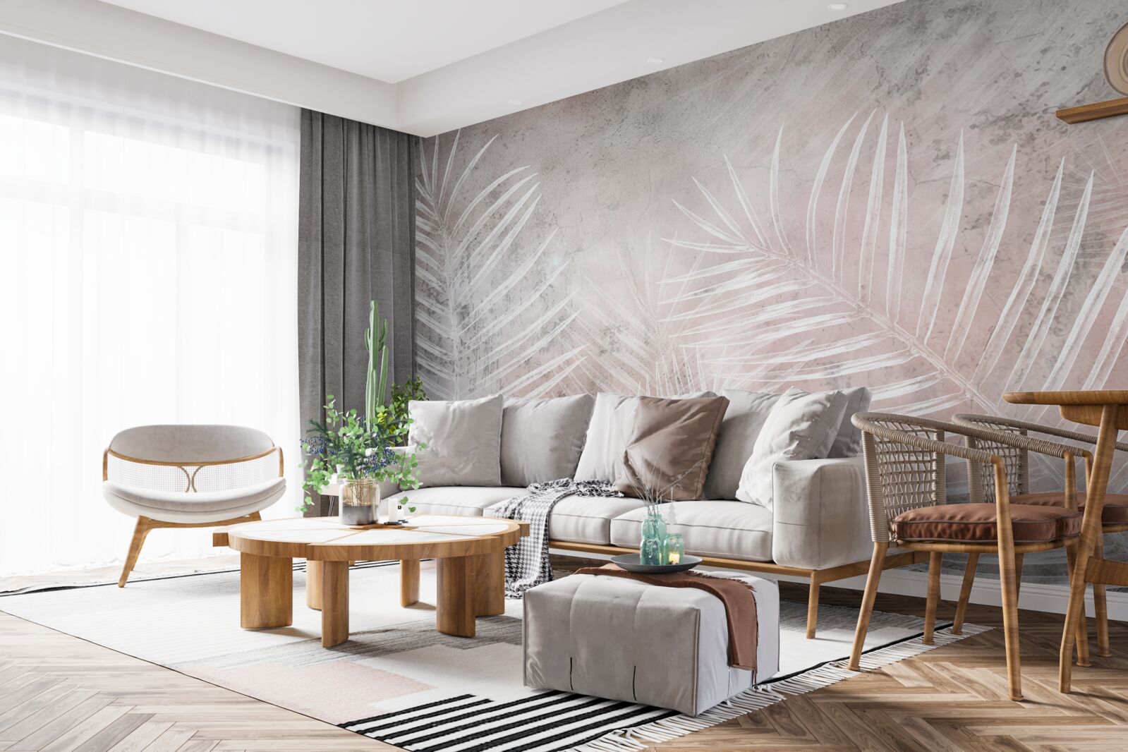 Fototapeta szerokie białe liście na miękkim tle