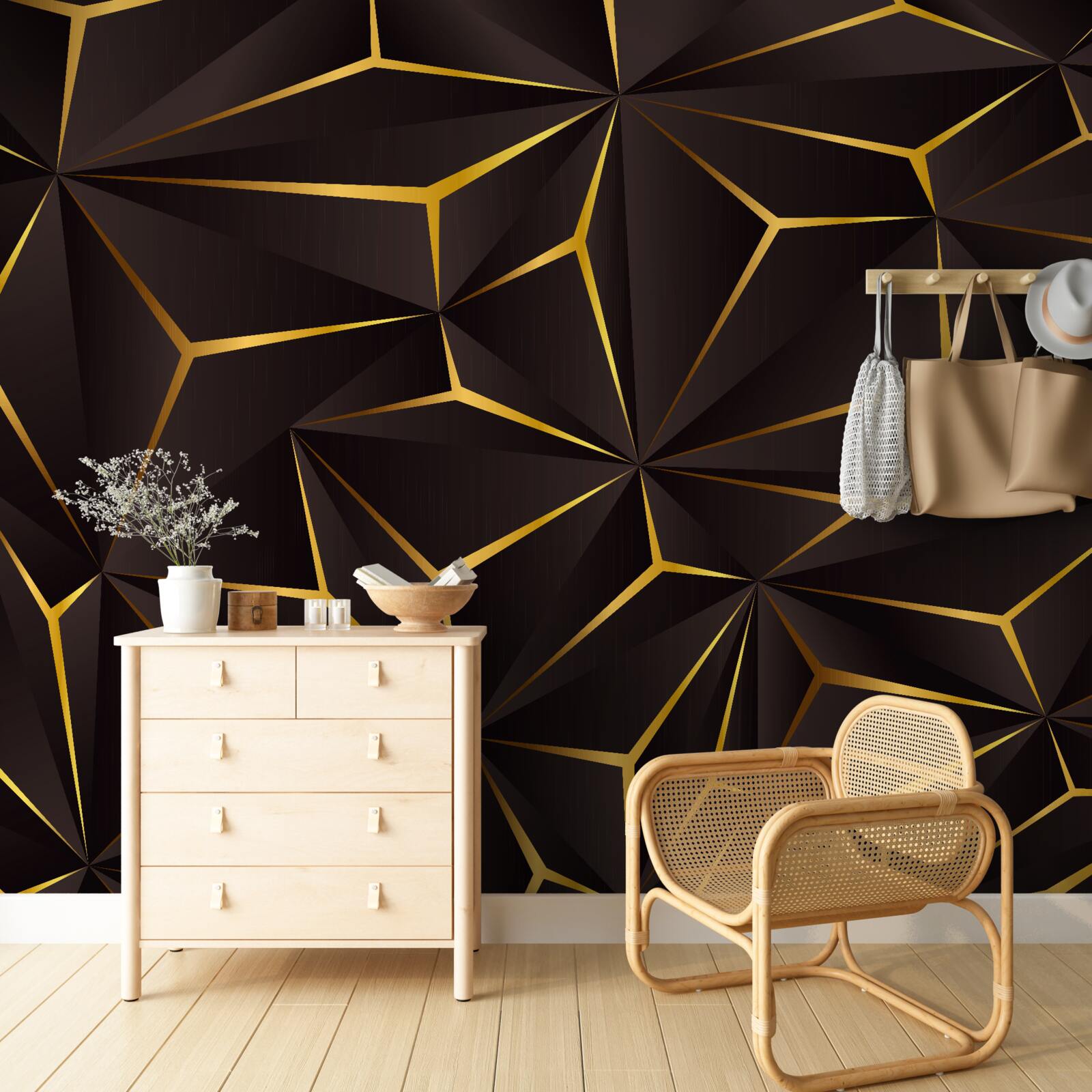 Fototapeta abstrakcja wolumetryczna czarno-złota