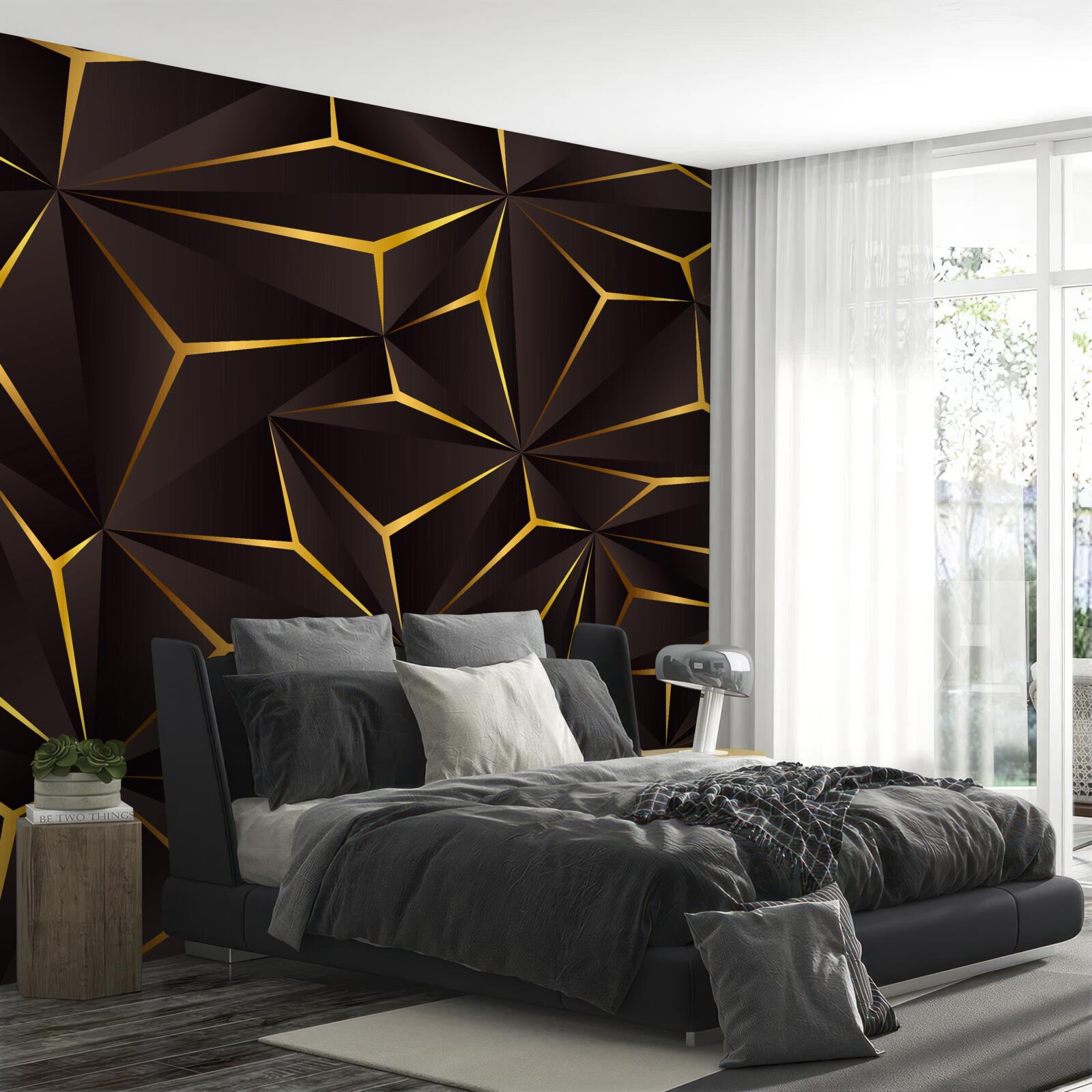 Fototapeta abstrakcja wolumetryczna czarno-złota