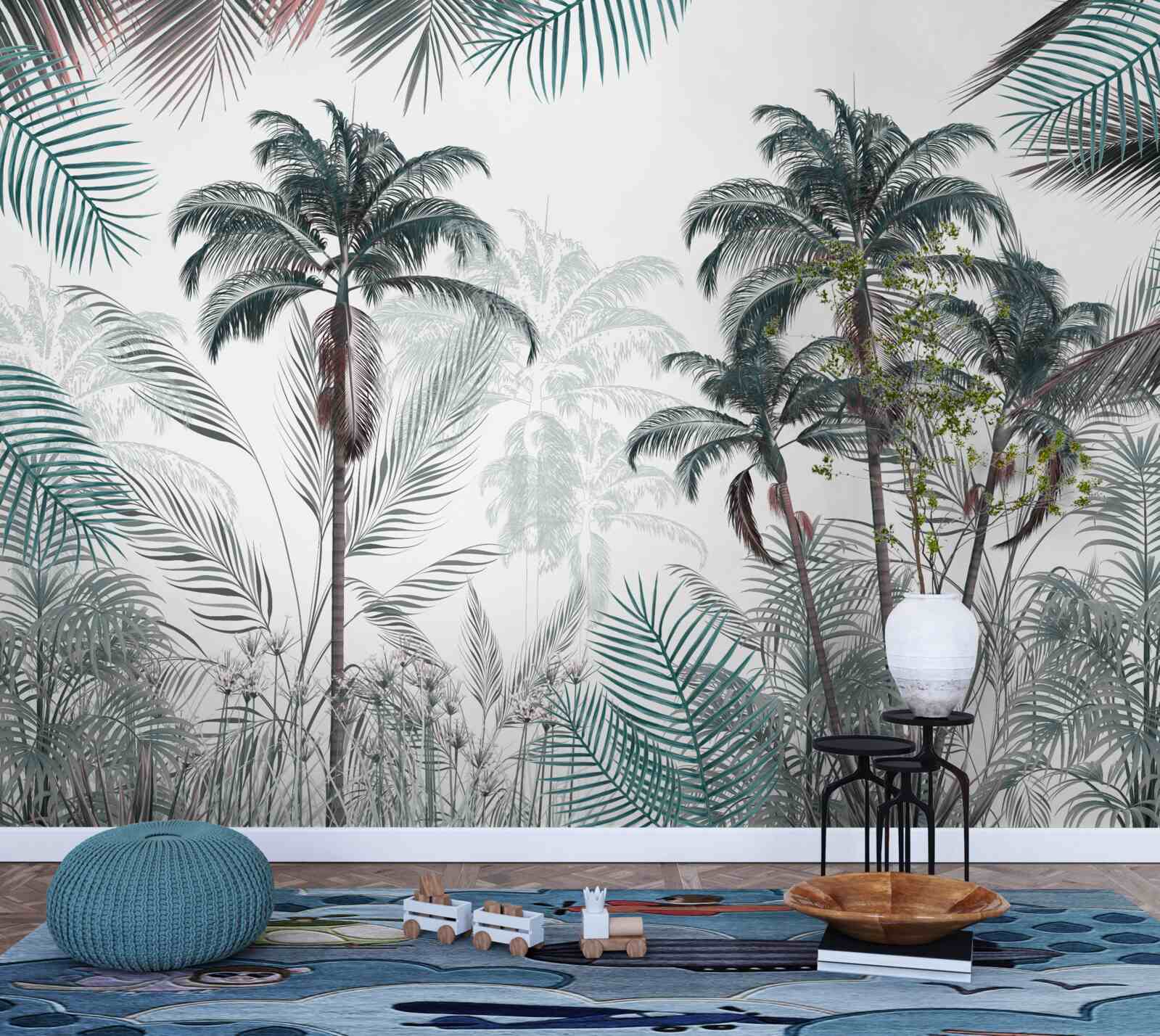 Fototapeta lasy tropikalne, palmy i paprocie