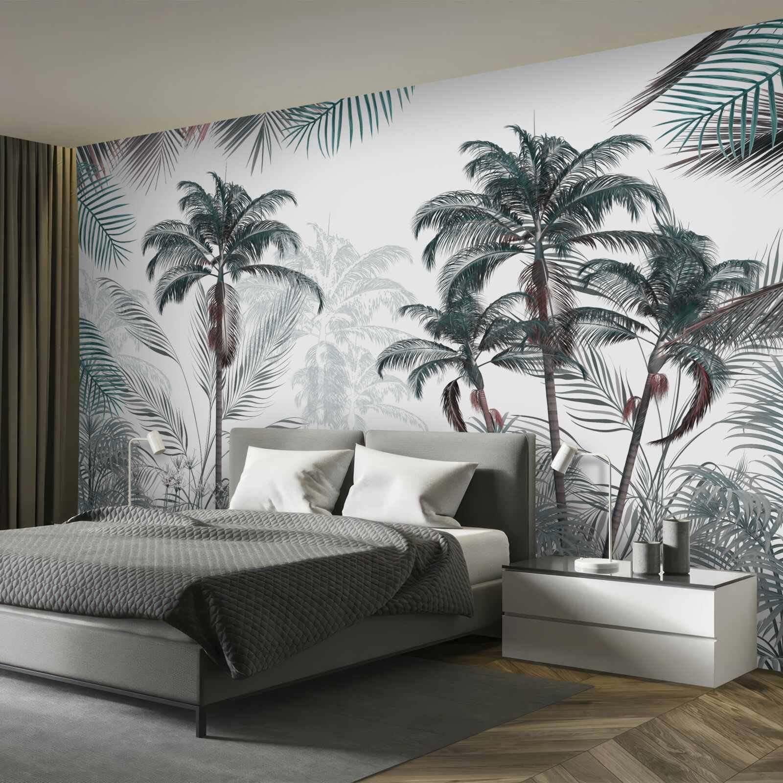 Fototapeta lasy tropikalne, palmy i paprocie