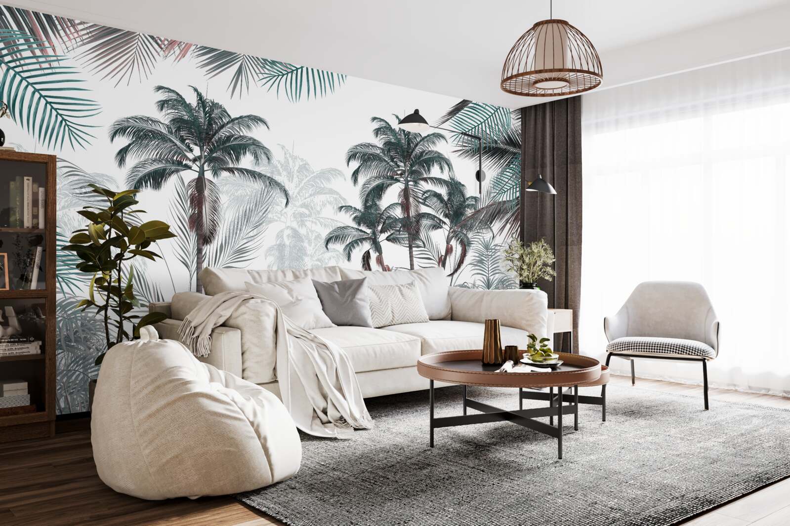 Fototapeta lasy tropikalne, palmy i paprocie