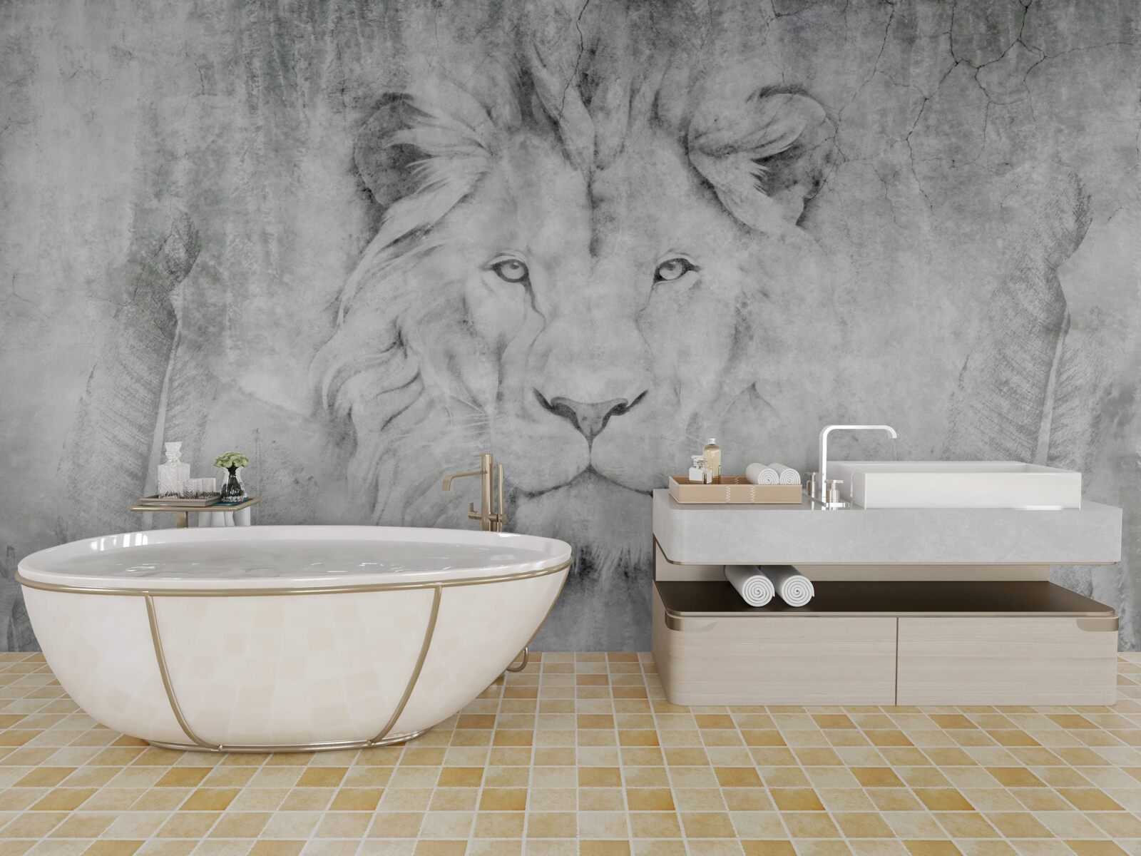 Fototapeta wizja lwa w regionie tropikalnym