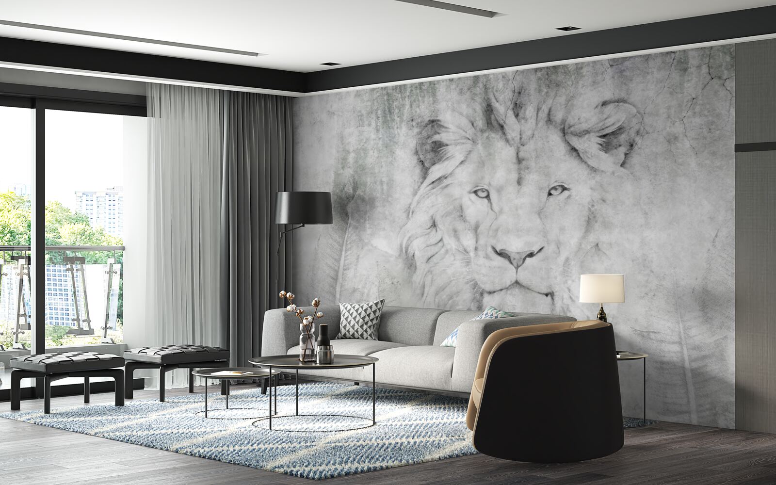 Fototapeta wizja lwa w regionie tropikalnym