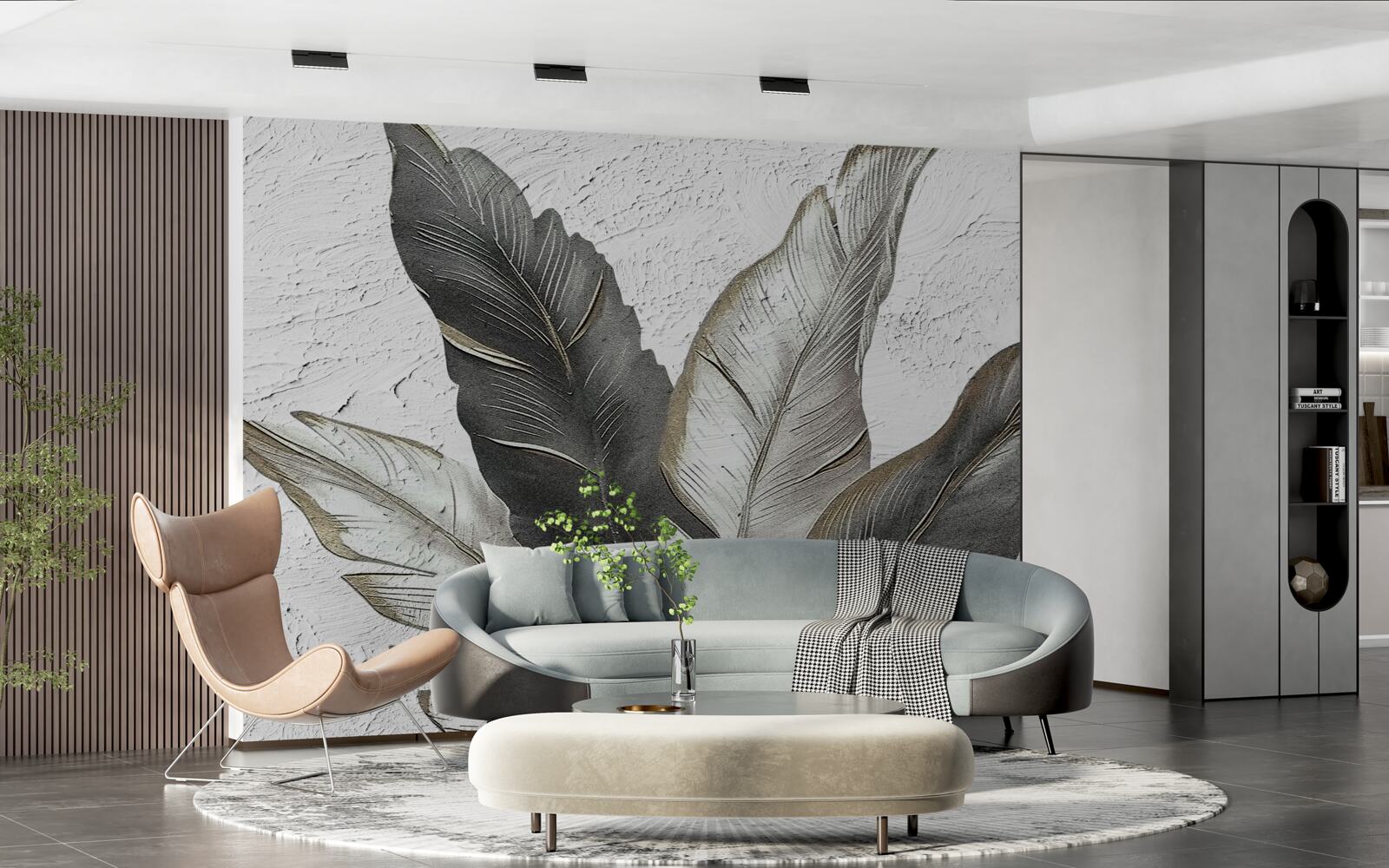 Fototapeta duże liście są zielono-białe