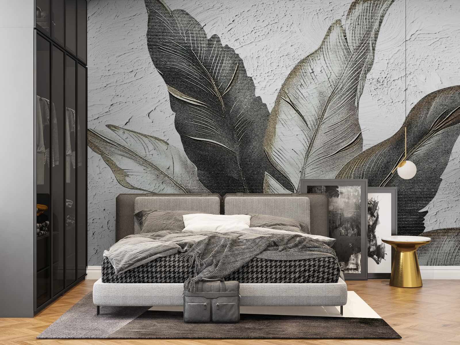 Fototapeta duże liście są zielono-białe