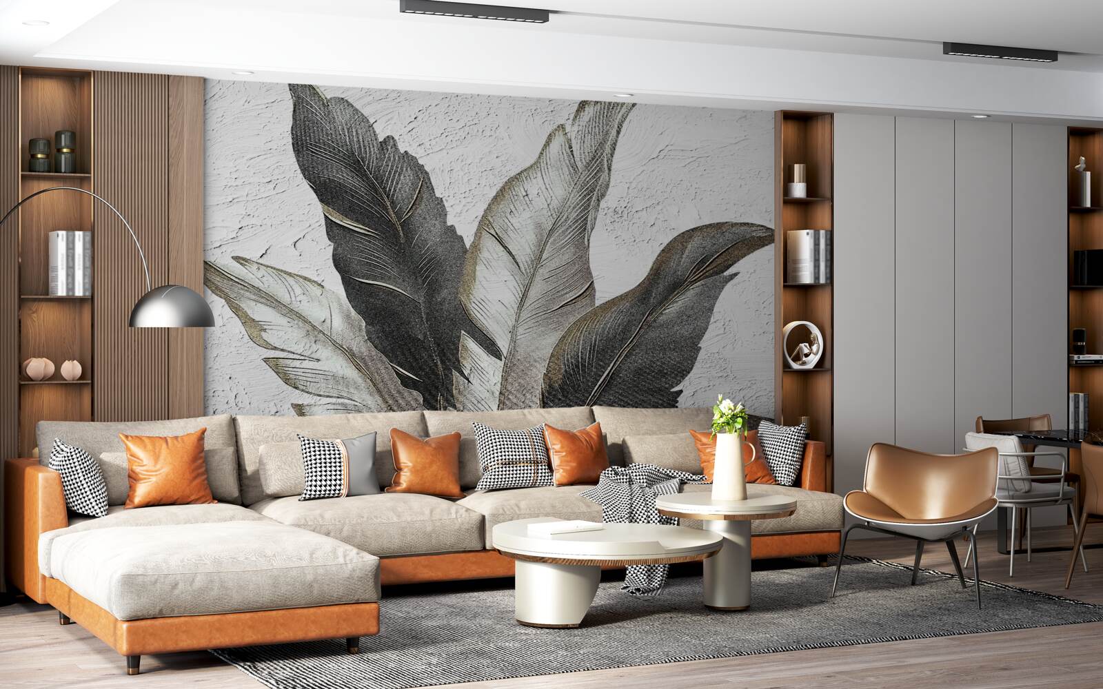 Fototapeta duże liście są zielono-białe