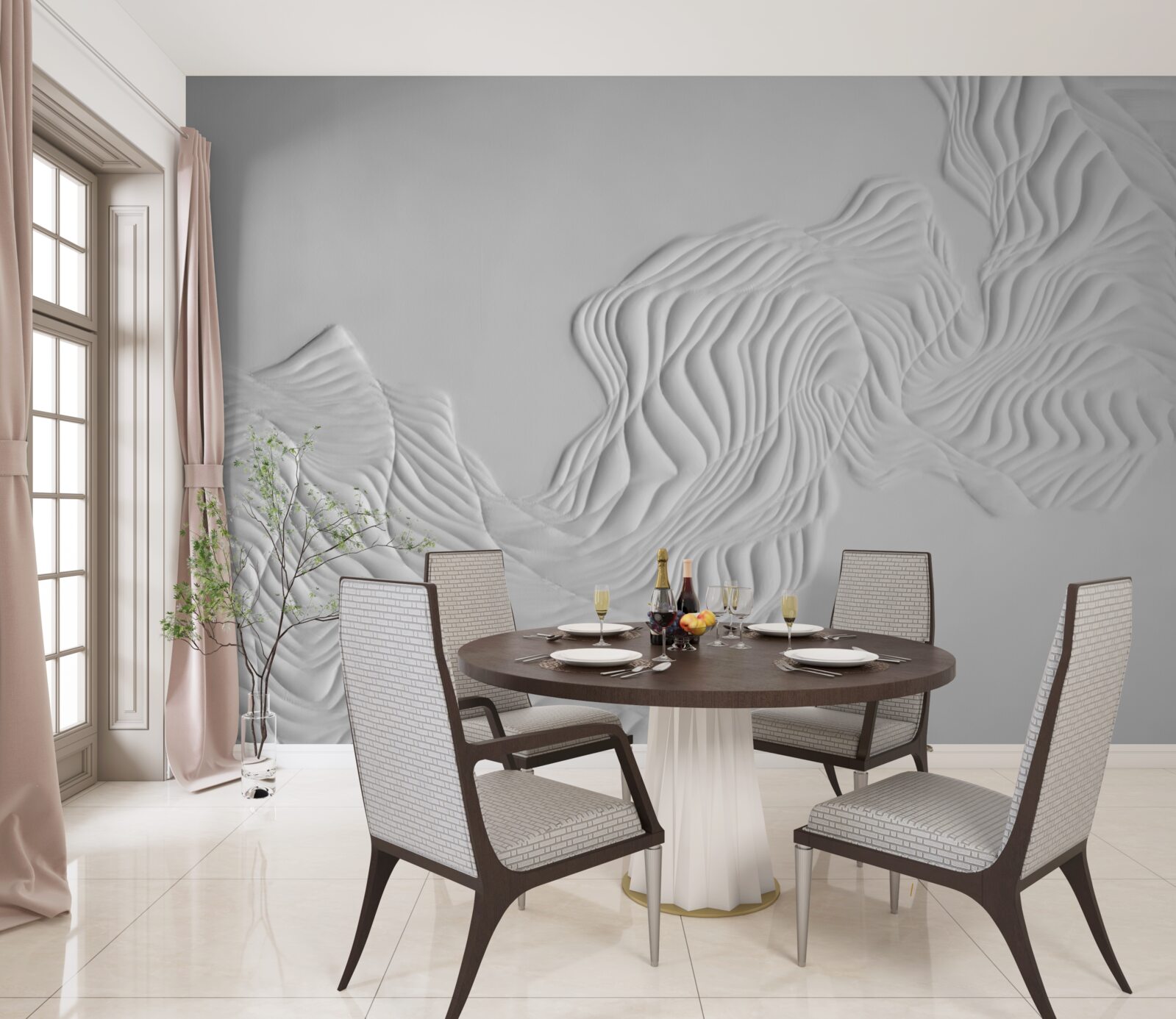 Fototapeta abstrakcyjne linie na lekkich tkaninach