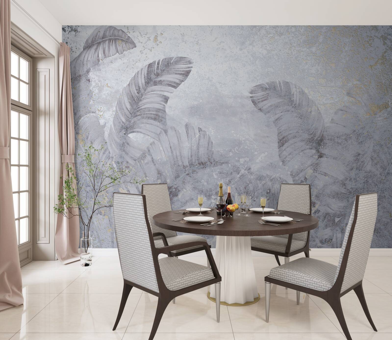 Fototapeta tropikalne liście w ulewnym deszczu