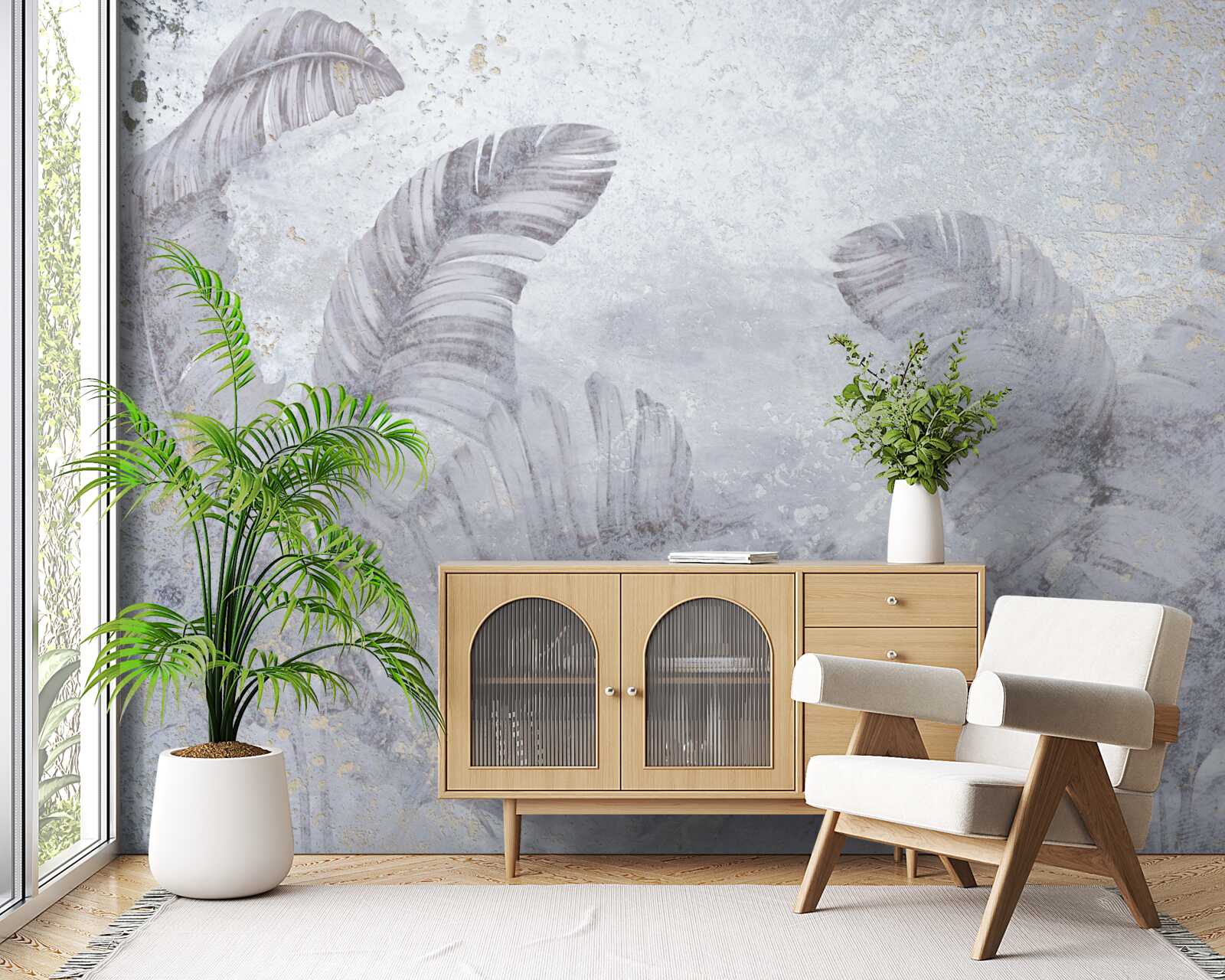 Fototapeta tropikalne liście w ulewnym deszczu