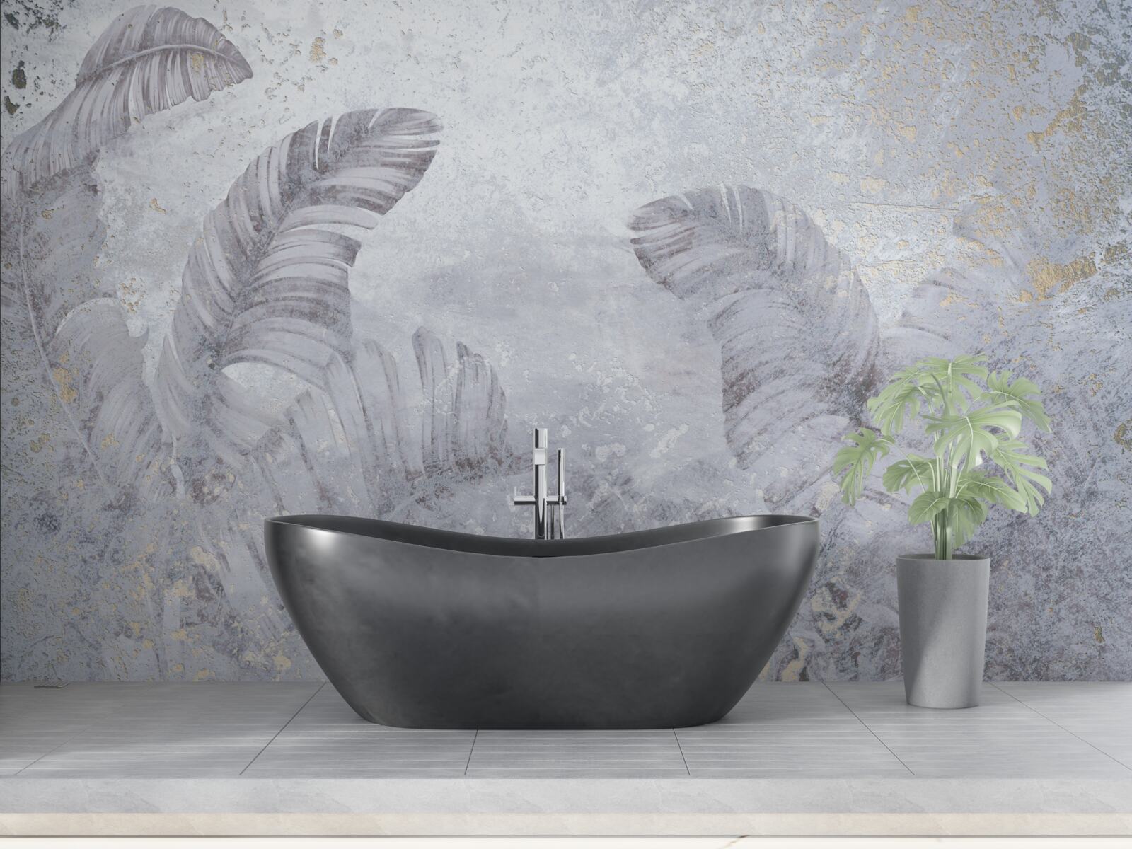 Fototapeta tropikalne liście w ulewnym deszczu