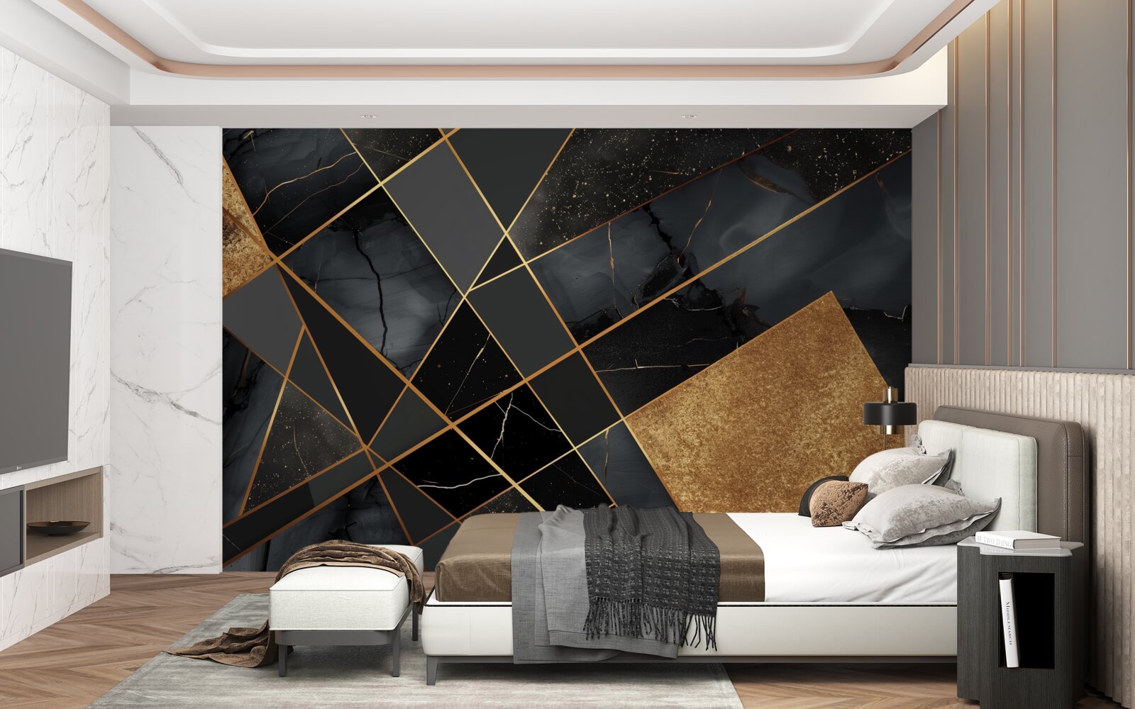 Fototapeta czarny marmur ze złotymi żyłkami