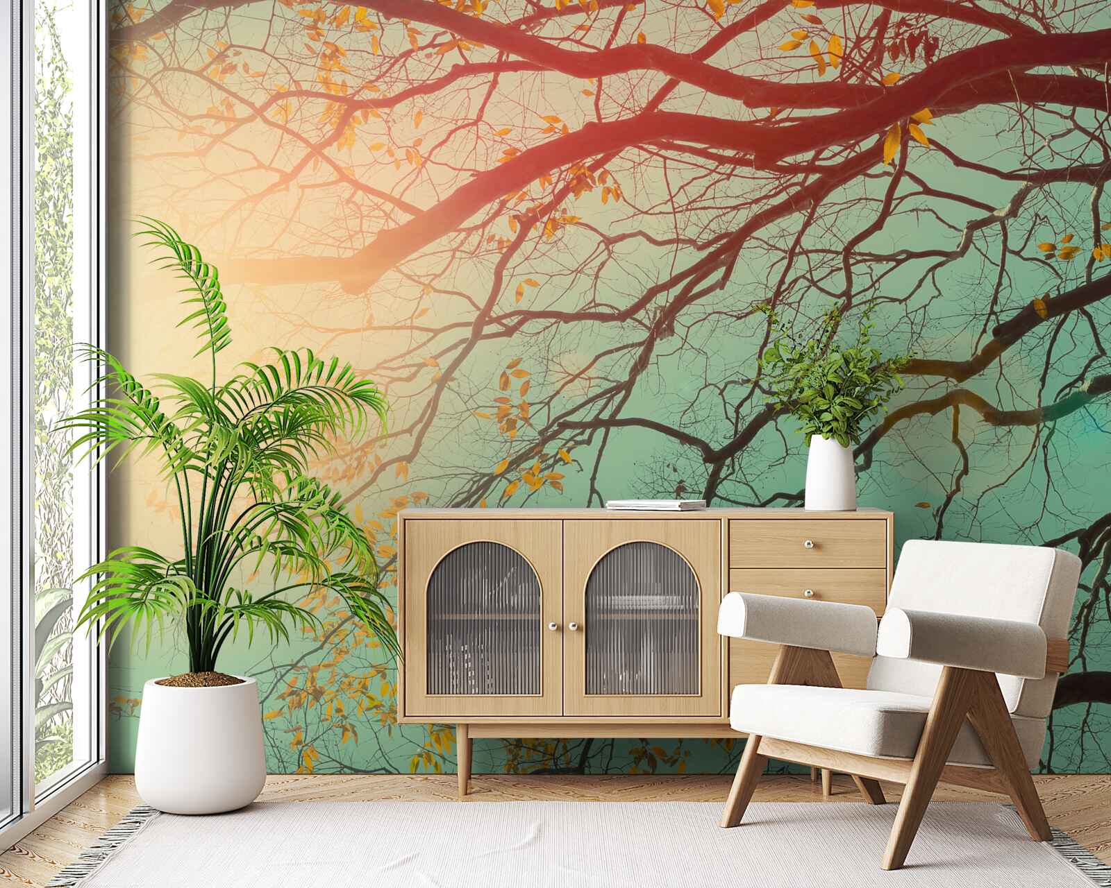 Fototapeta gałęzie drzew widać na tle nieba