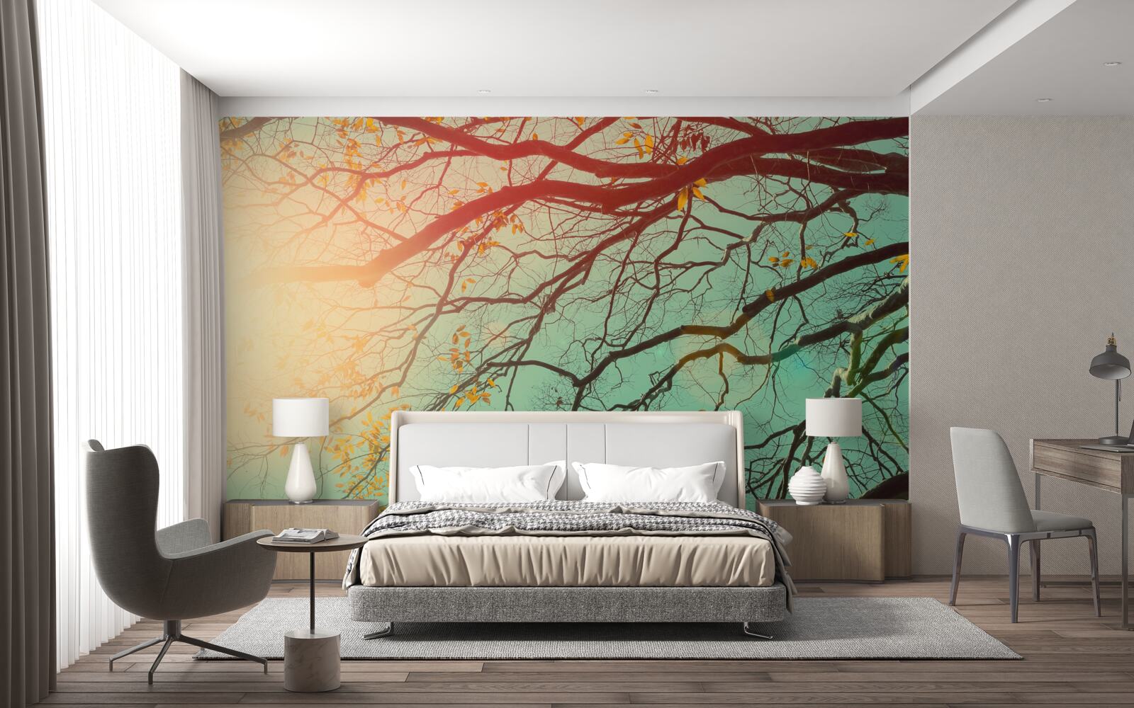 Fototapeta gałęzie drzew widać na tle nieba