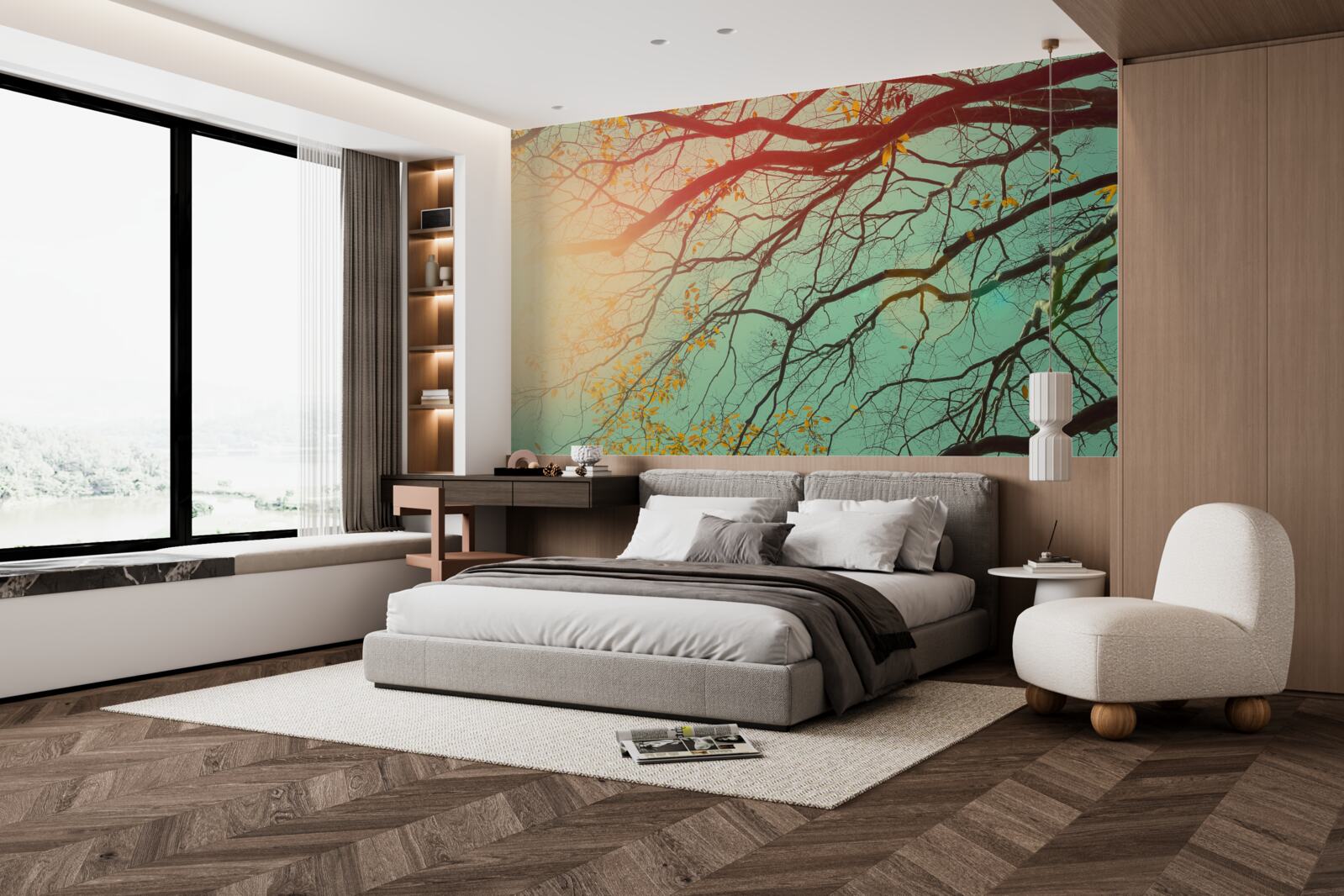 Fototapeta gałęzie drzew widać na tle nieba