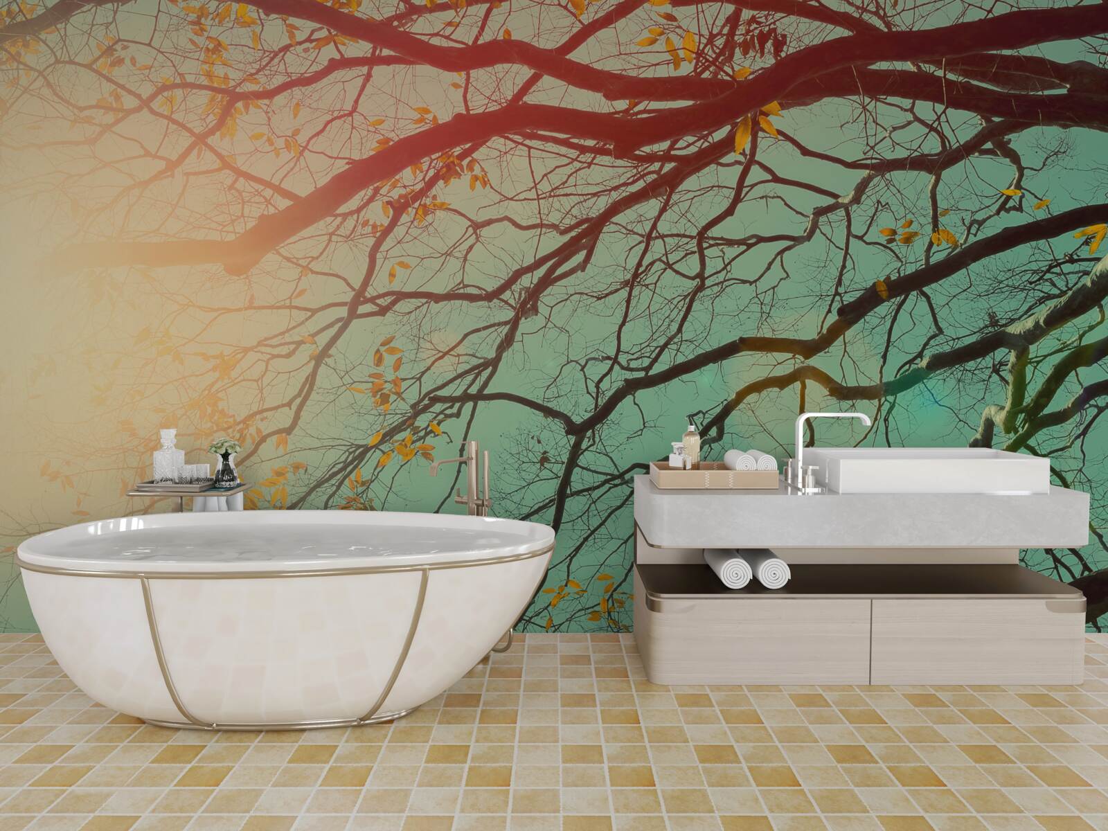 Fototapeta gałęzie drzew widać na tle nieba