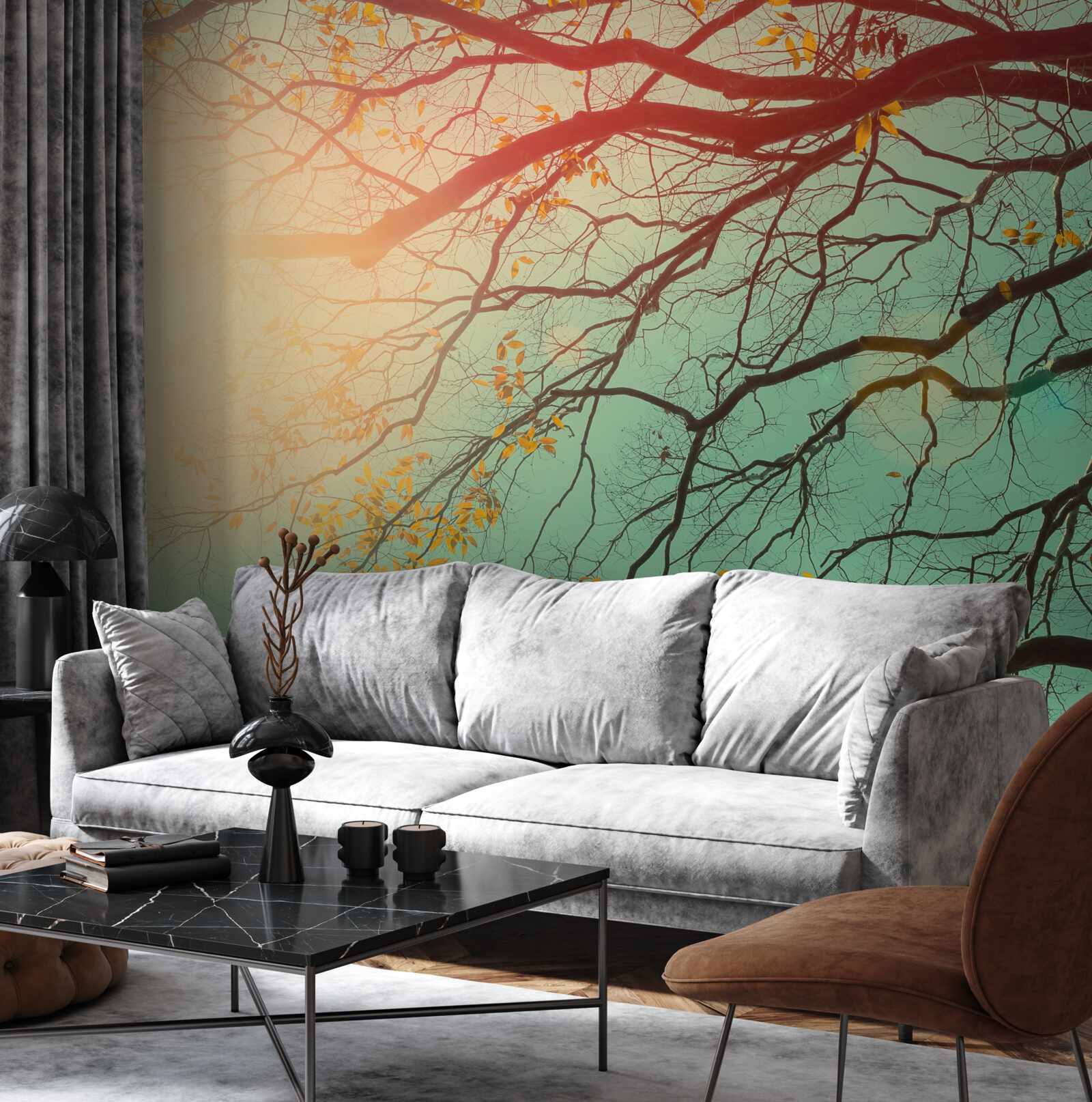 Fototapeta gałęzie drzew widać na tle nieba