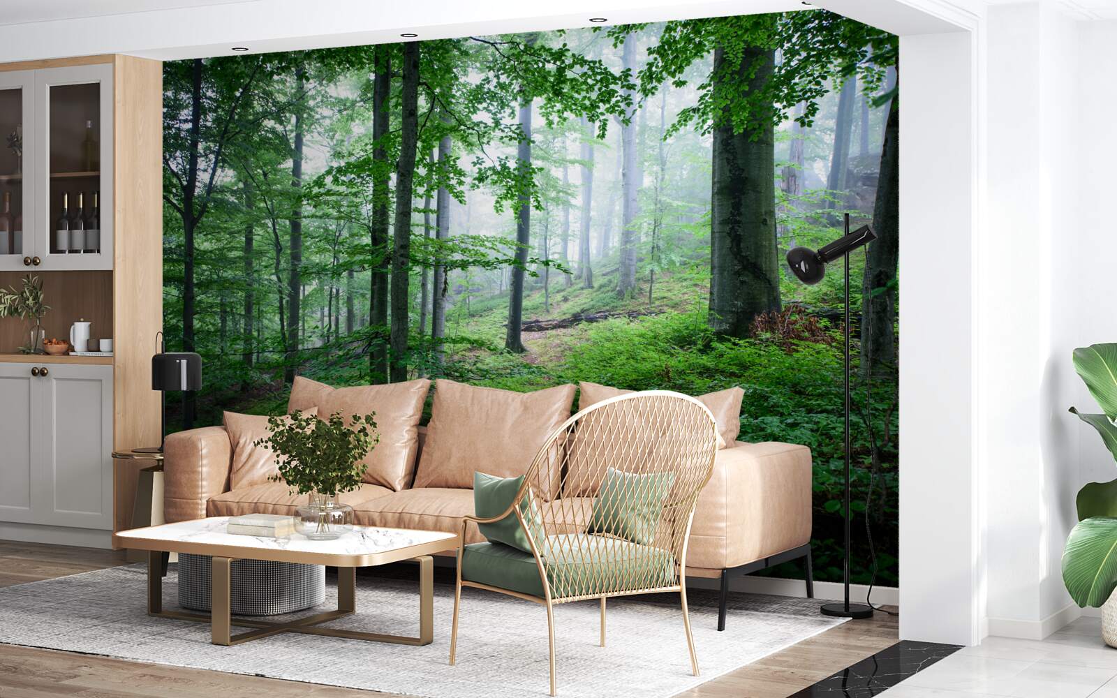 Fototapeta mgła opada na leśną gęstwinę