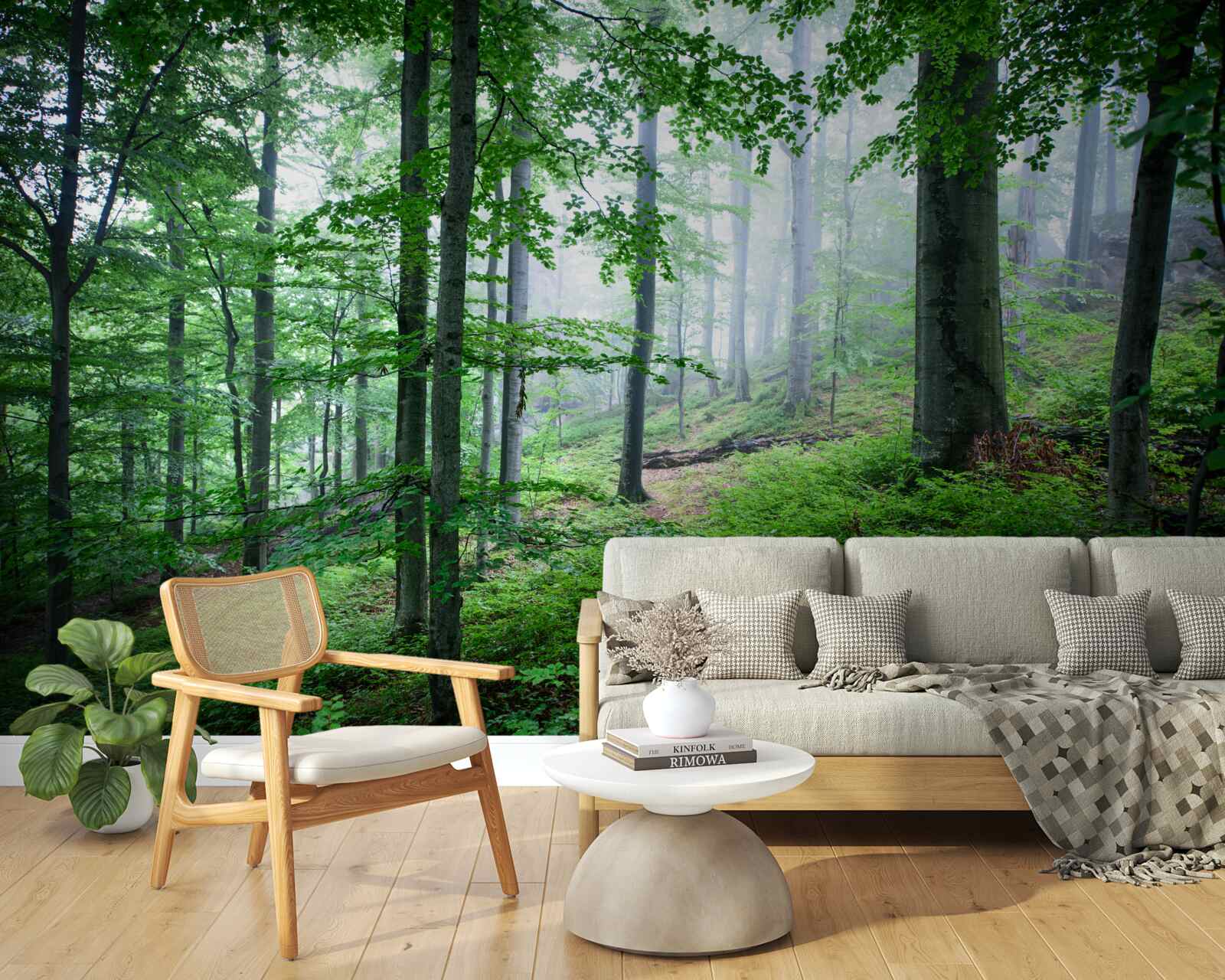 Fototapeta mgła opada na leśną gęstwinę