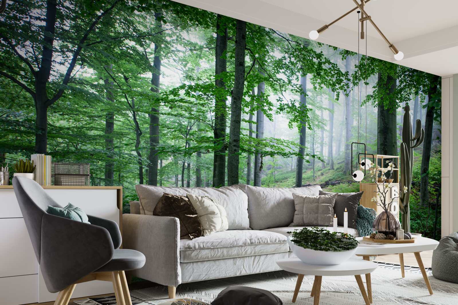 Fototapeta mgła opada na leśną gęstwinę