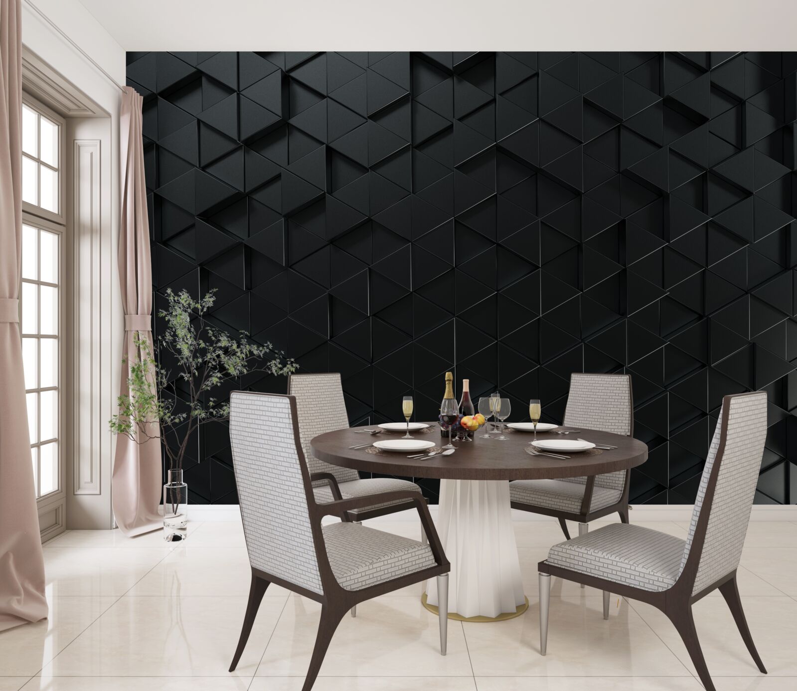 Fototapeta trójkąty wolumetryczne w kolorze czarnym