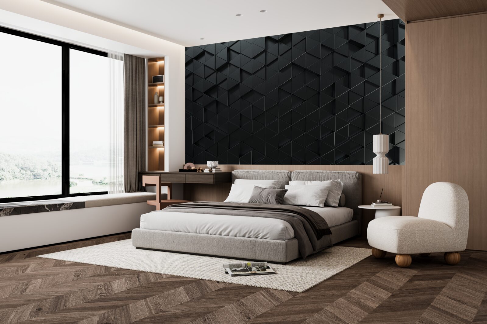 Fototapeta trójkąty wolumetryczne w kolorze czarnym