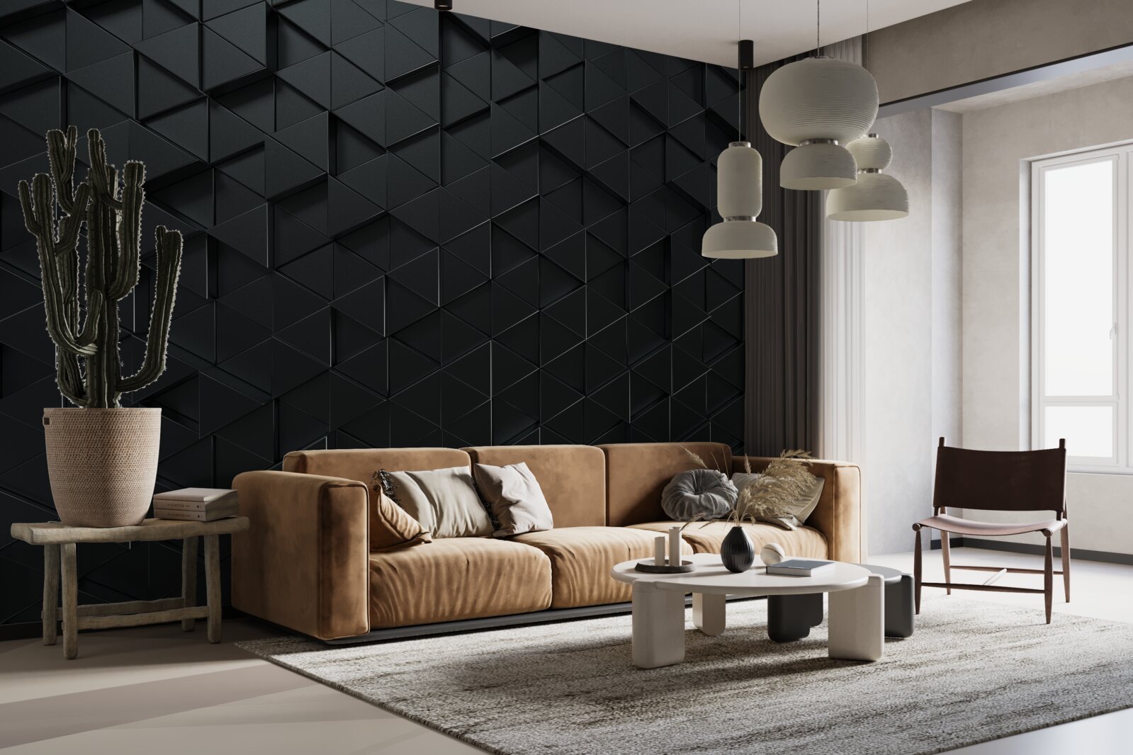 Fototapeta trójkąty wolumetryczne w kolorze czarnym