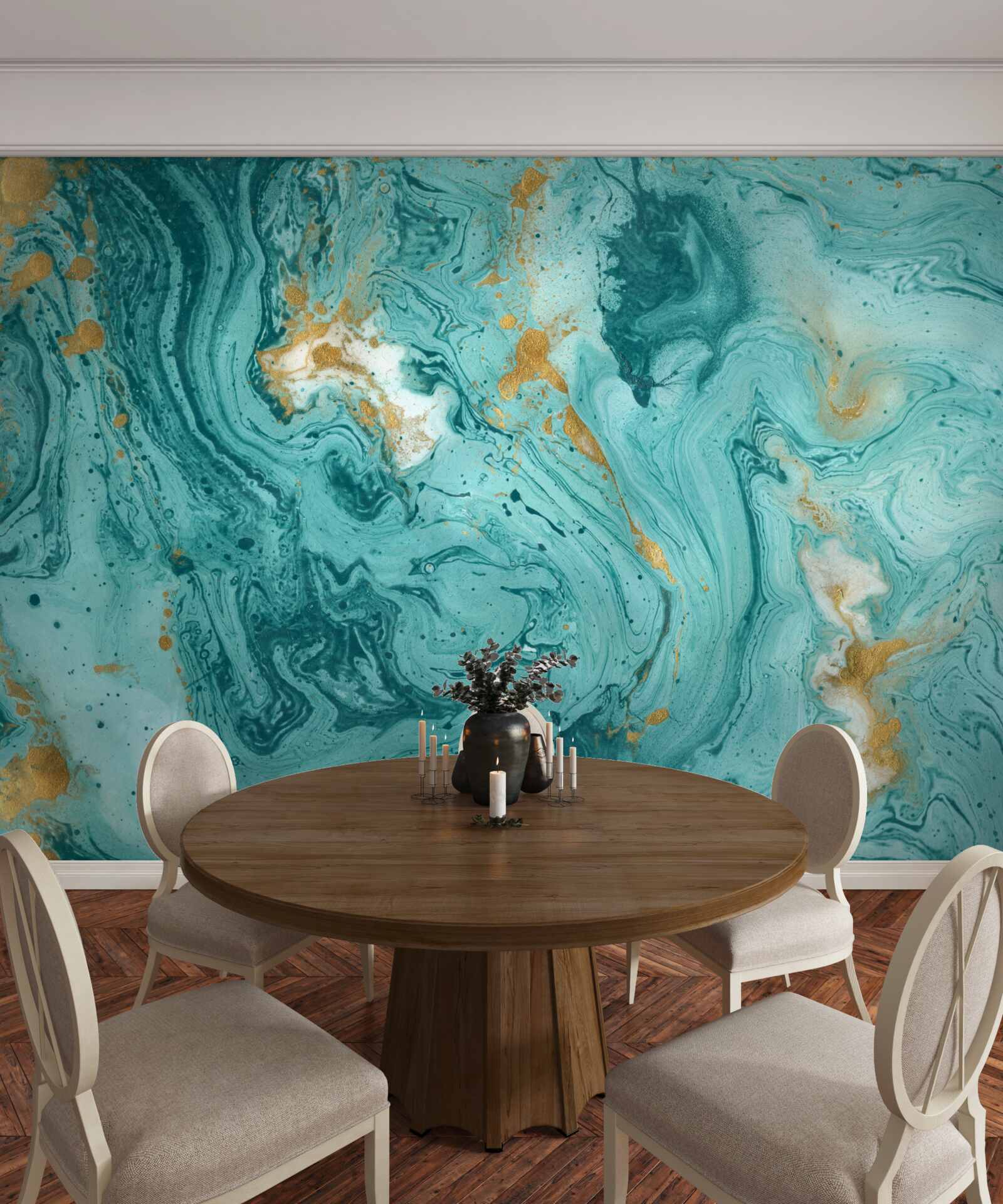 Fototapeta jasne niebieskie wzory na marmurze