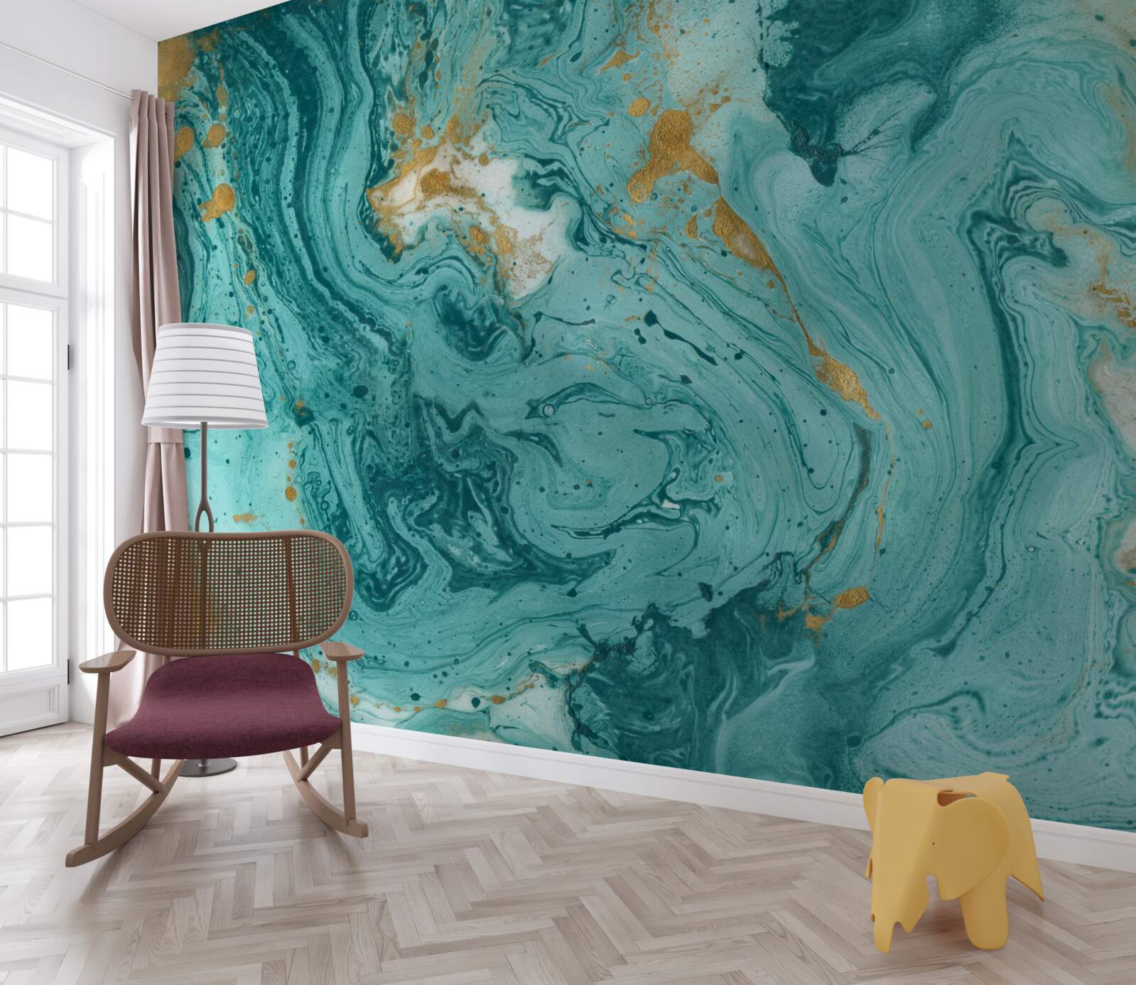 Fototapeta jasne niebieskie wzory na marmurze